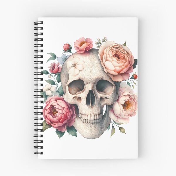 Item preview, Ornate Floral Skull with Pink Roses - Romantic Gothic Illustration designed and sold by Lorraine Cozy Corner.
