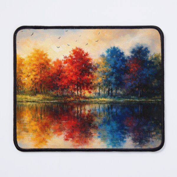 Item preview, Colorful Forest Reflection - Gold Blue Autumn Landscape designed and sold by Joey Santiago.