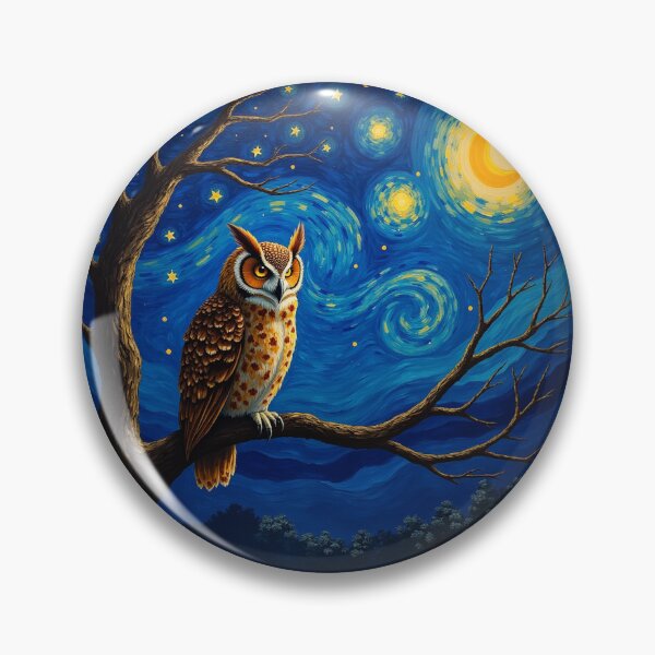 Item preview, Starry Night Owl | Van Gogh Style Owl Art designed and sold by WonderWaresGifts.