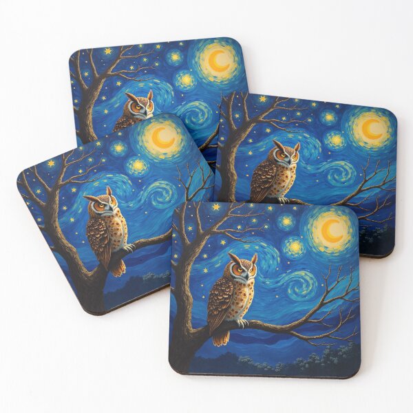 Item preview, Starry Night Owl | Van Gogh Style Owl Art designed and sold by WonderWaresGifts.