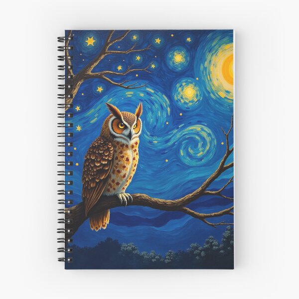 Item preview, Starry Night Owl | Van Gogh Style Owl Art designed and sold by WonderWaresGifts.