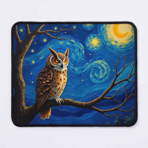 Item preview, Starry Night Owl | Van Gogh Style Owl Art designed and sold by WonderWaresGifts.