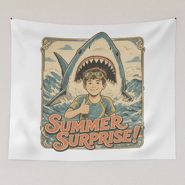 Item preview, Summer Surprise Vintage 80s T-Shirt Design – Retro Shark Attack Funny Summer Vacation Graphic designed and sold by Evv_u.