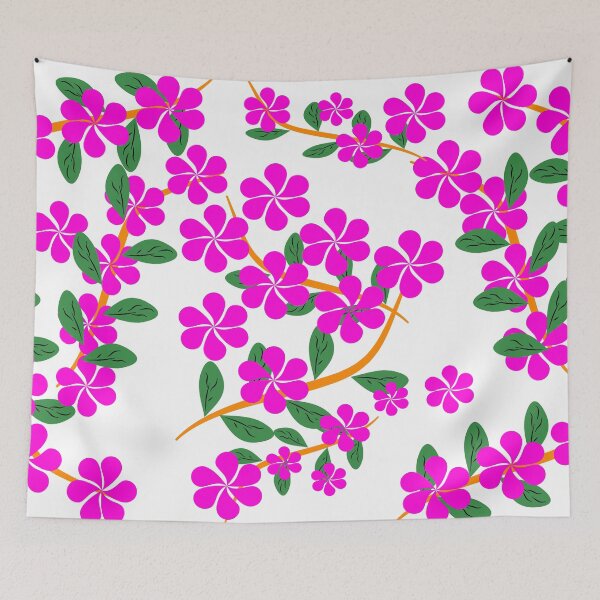 Item preview, Modern Tropical Pink Flower Seamless Vector Pattern with Floral Branches for Fabric and Wallpaper designed and sold by Ei-Ei.
