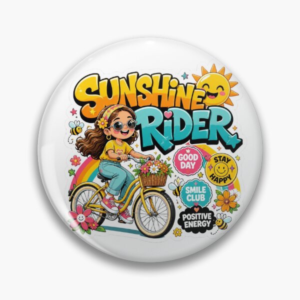 Item preview, SUNSHINE RIDER Graffiti Sticker PNG | Cute Girl on Bicycle | Colorful Summer Aesthetic | Happy Cycling Vinyl Decal designed and sold by Stylestickers55.