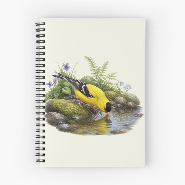 Item preview, American Goldfinch Drinking at Woodland Stream Study designed and sold by BloomStudio1.