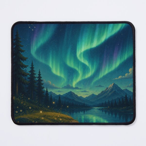 Item preview, Aurora Dreams – Landscape with Northern Lights | Nature and Fantasy Illustration designed and sold by Goodthingstree.