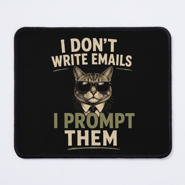 Item preview, I Don't Write Emails I Prompt Them – Funny AI Cat Office Humor designed and sold by Made You Smirk.