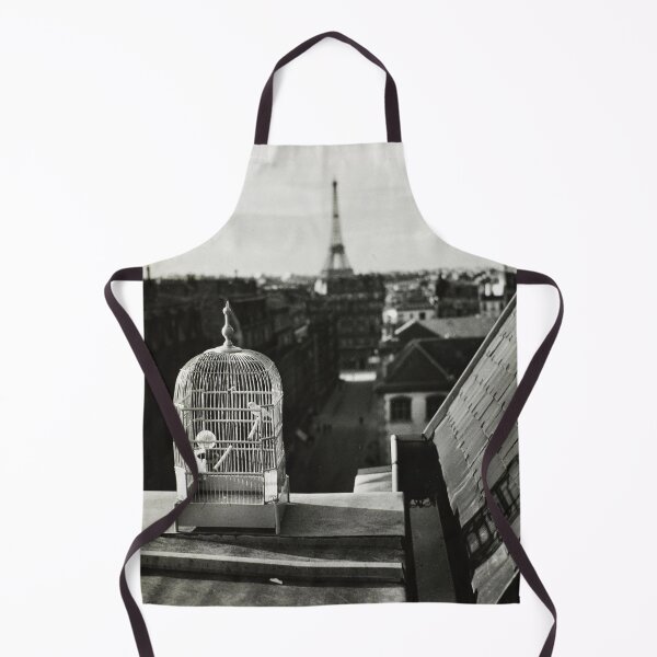 Item preview, Gilded birdcage overlooking Paris and Eiffel Tower black and white photograph art print by Andre Kertesz designed and sold by Astrid Arkhangelsky.