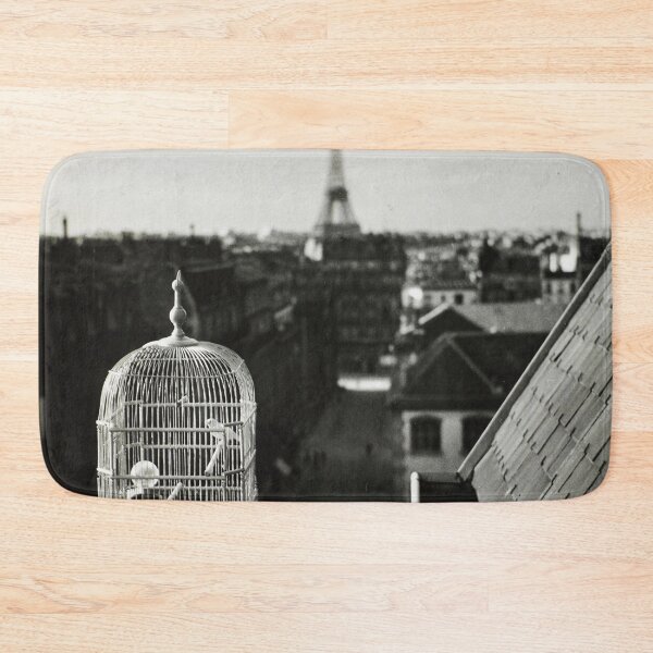 Item preview, Gilded birdcage overlooking Paris and Eiffel Tower black and white photograph art print by Andre Kertesz designed and sold by Astrid Arkhangelsky.