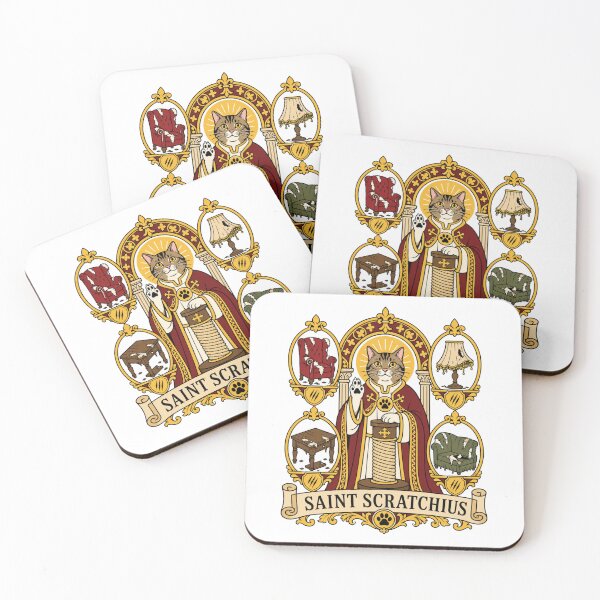 Item preview, Saint Scratchius – Patron Saint of Scratched Furniture Funny Cat Vintage Art designed and sold by Shabrinox.
