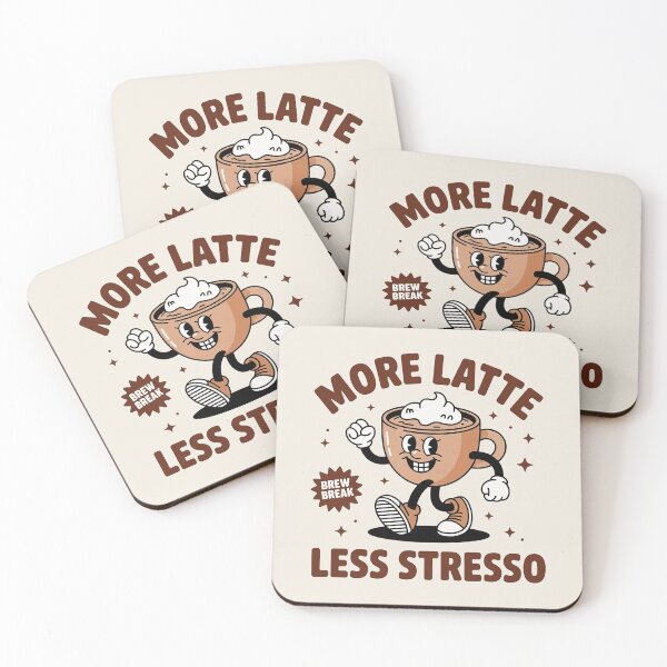 Item preview, More Latte Less Stresso Funny Coffee Cartoon designed and sold by SorenHalwick21.