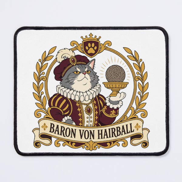 Item preview, Baron Von Hairball – Funny Aristocratic Cat Vintage Renaissance Parody Art designed and sold by Shabrinox.