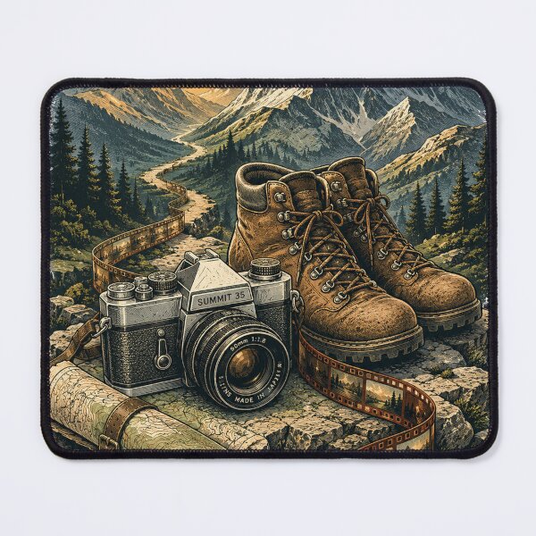 Item preview, Where Every Trail Becomes a Story | Vintage Film Camera Mountain Adventure designed and sold by Golden Era Studio.