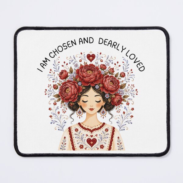 Item preview, I Am Chosen and Dearly Loved Faith-based Affirmations Scandinavian Folk Art Style designed and sold by ThePinkProject.