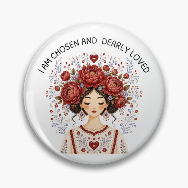Item preview, I Am Chosen and Dearly Loved Faith-based Affirmations Scandinavian Folk Art Style designed and sold by ThePinkProject.