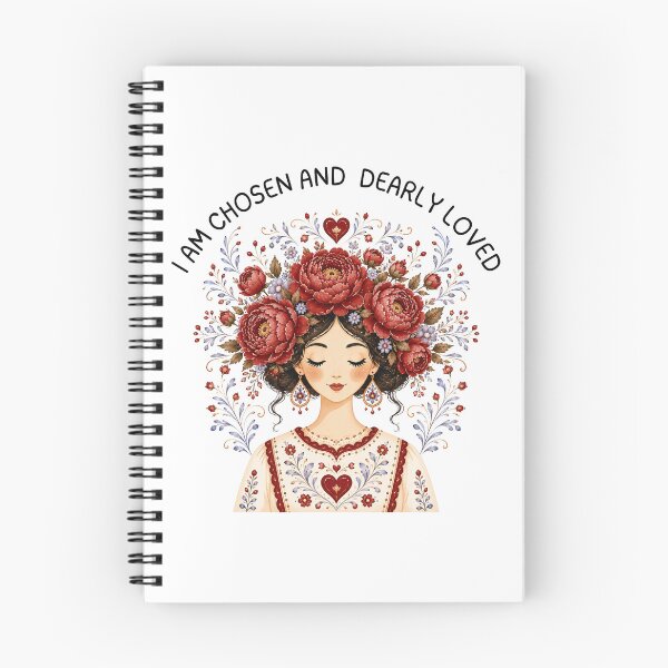 Item preview, I Am Chosen and Dearly Loved Faith-based Affirmations Scandinavian Folk Art Style designed and sold by ThePinkProject.