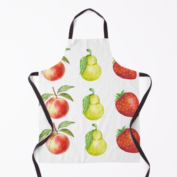 Item preview, Botanical Harvest: Watercolor Peach Pear and Strawberry Grid designed and sold by OlgaLuna_Designs.