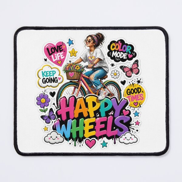 Item preview, HAPPY WHEELS Graffiti Sticker PNG | Cute Bicycle Girl Aesthetic | Colorful Retro Cycling Vinyl Decal | Kawaii Bike Art for Laptop, Water Bottle & Journal designed and sold by Stylestickers55.