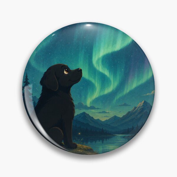Item preview, Aurora Dreams – Black Labrador Under the Northern Lights | Fantasy and Nature Illustration designed and sold by Goodthingstree.