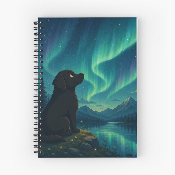 Item preview, Aurora Dreams – Black Labrador Under the Northern Lights | Fantasy and Nature Illustration designed and sold by Goodthingstree.
