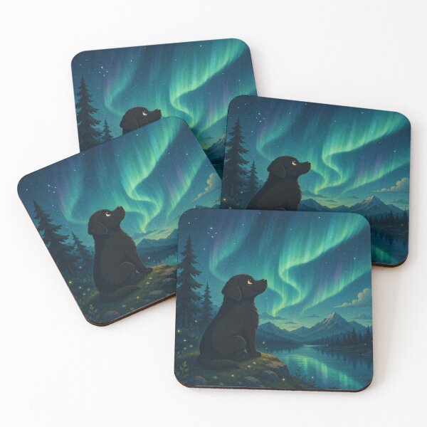 Item preview, Aurora Dreams – Black Labrador Under the Northern Lights | Fantasy and Nature Illustration designed and sold by Goodthingstree.
