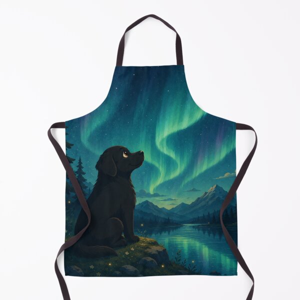 Item preview, Aurora Dreams – Black Labrador Under the Northern Lights | Fantasy and Nature Illustration designed and sold by Goodthingstree.