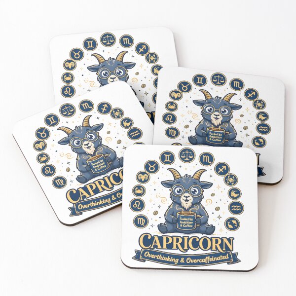 Item preview, Capricorn Overthinking Overcaffeinated Goat Humor designed and sold by Zodiac Celestial Art.