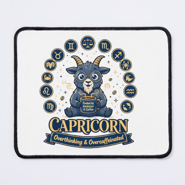 Item preview, Capricorn Overthinking Overcaffeinated Goat Humor designed and sold by Zodiac Celestial Art.
