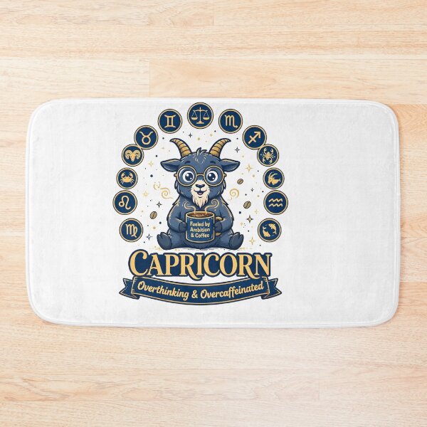 Item preview, Capricorn Overthinking Overcaffeinated Goat Humor designed and sold by Zodiac Celestial Art.