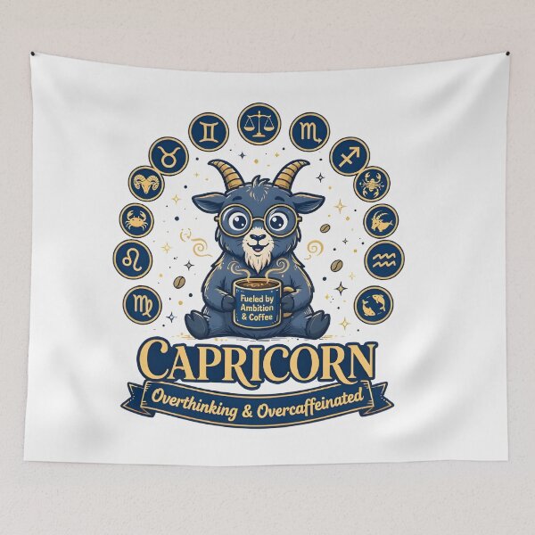 Item preview, Capricorn Overthinking Overcaffeinated Goat Humor designed and sold by Zodiac Celestial Art.