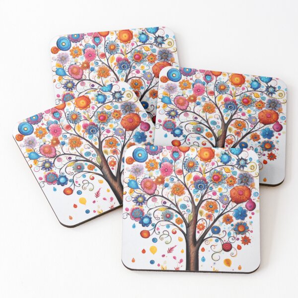 Item preview, Whimsical Tree of Life Vibrant Floral Folk Art Illustration designed and sold by pinkal.