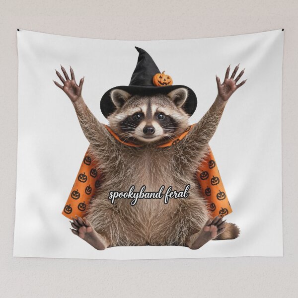 Item preview, Feral but festive raccoon halloween tis the season designed and sold by Yellowriversss.