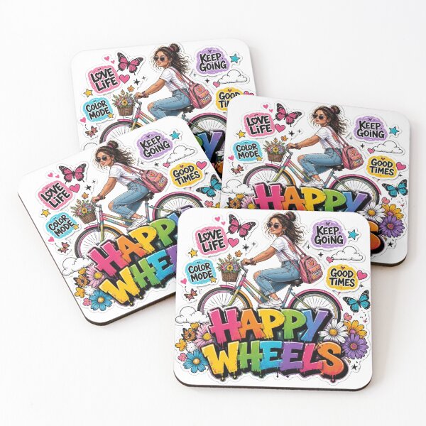 Item preview, HAPPY WHEELS Cute Bicycle Sticker PNG | Colorful Graffiti Cycling Girl | Fun Summer Bike Vinyl Decal | Happy Ride Aesthetic Gift designed and sold by Stylestickers55.
