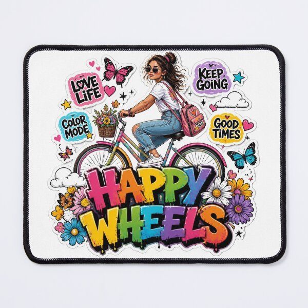 Item preview, HAPPY WHEELS Cute Bicycle Sticker PNG | Colorful Graffiti Cycling Girl | Fun Summer Bike Vinyl Decal | Happy Ride Aesthetic Gift designed and sold by Stylestickers55.