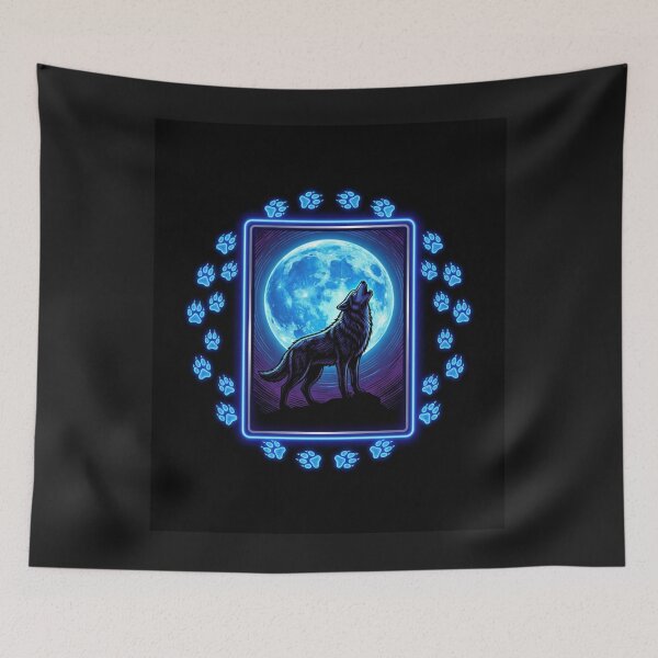 Item preview, Full Moon Wolf Design with paw prints designed and sold by Witch Joseph.