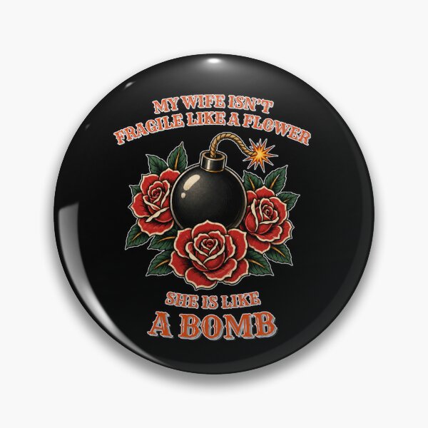 Item preview, My Wife Isn't Fragile Like A Flower She is Like A Bomb Vintage Tattoo Rose Illustration designed and sold by GibasVisuals.