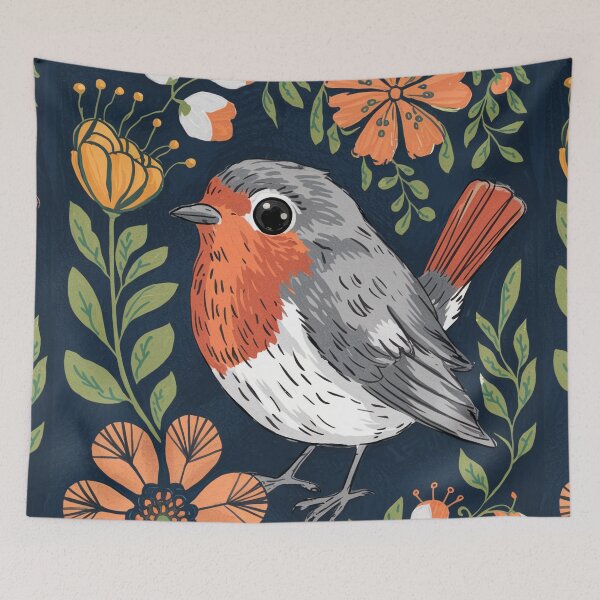 Item preview, Folk Robin Bird  designed and sold by Filora Atelier | Bird Art.