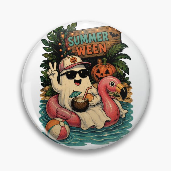 Item preview, Summerween Ghost Flamingo Float designed and sold by DustyCuriositie.