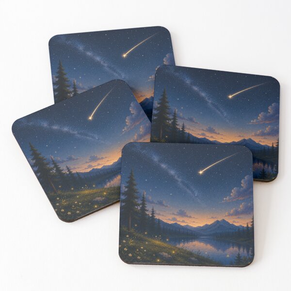 Item preview, The Wishing Star – Night Landscape with Shooting Star designed and sold by Goodthingstree.