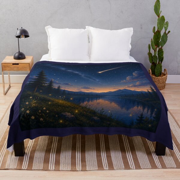 Item preview, The Wishing Star – Night Landscape with Shooting Star designed and sold by Goodthingstree.