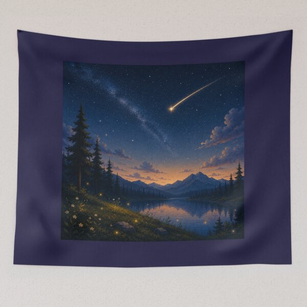 Item preview, The Wishing Star – Night Landscape with Shooting Star designed and sold by Goodthingstree.