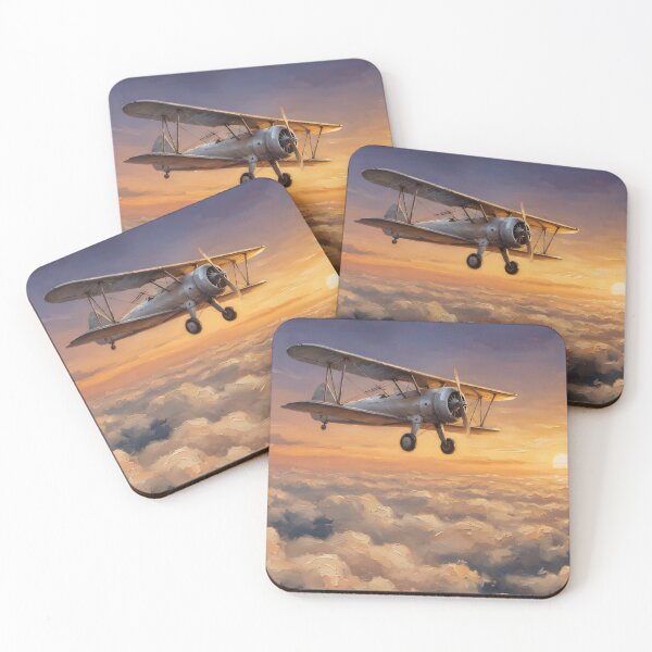 Item preview, Vintage Biplane Soaring Above Clouds Sunset designed and sold by Jozefin's Studio.