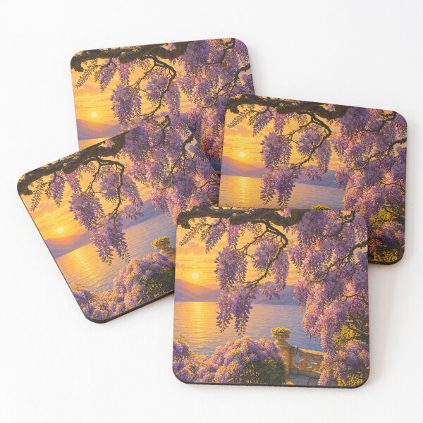 Item preview, Wisteria on Lake Como Italy Illustration designed and sold by Tamara Al Bahri.