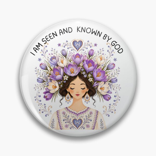 Item preview, I Am Seen and Known By God Bible Quote Affirmation Scandinavian Folk Art Style designed and sold by ThePinkProject.