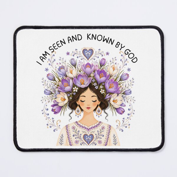 Item preview, I Am Seen and Known By God Bible Quote Affirmation Scandinavian Folk Art Style designed and sold by ThePinkProject.