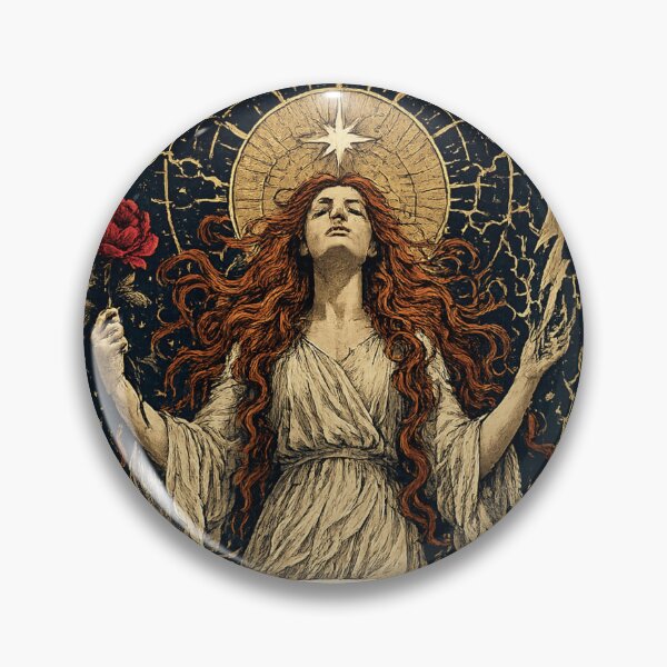 Item preview, Saint of the Storm – Gothic Art Nouveau Woman with Roses and Lightning designed and sold by From Cyryl with Love.