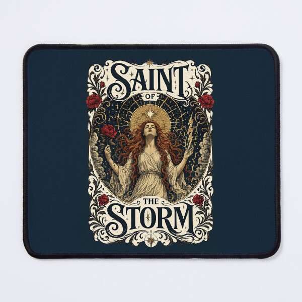 Item preview, Saint of the Storm – Gothic Art Nouveau Woman with Roses and Lightning designed and sold by From Cyryl with Love.