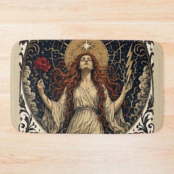 Item preview, Saint of the Storm – Gothic Art Nouveau Woman with Roses and Lightning designed and sold by From Cyryl with Love.