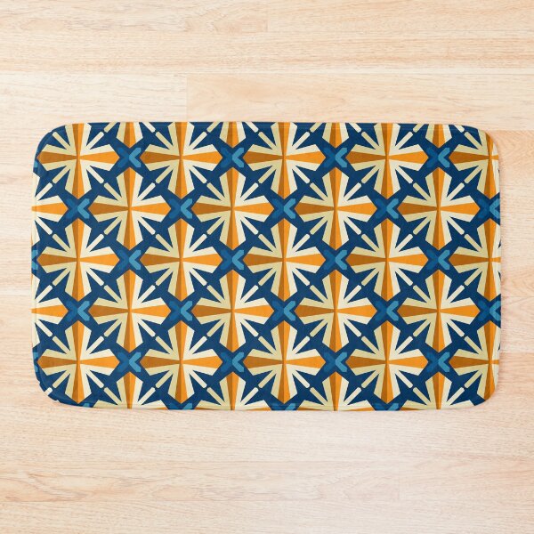 Item preview, Seamless geometric Moroccan tile pattern with gold stars and dark blue background designed and sold by Olgus.